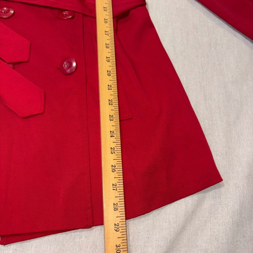 Vertigo Paris Red Double Breasted Trench Coat Zebra Lining size XS Belted Jacket - Picture 6 of 8
